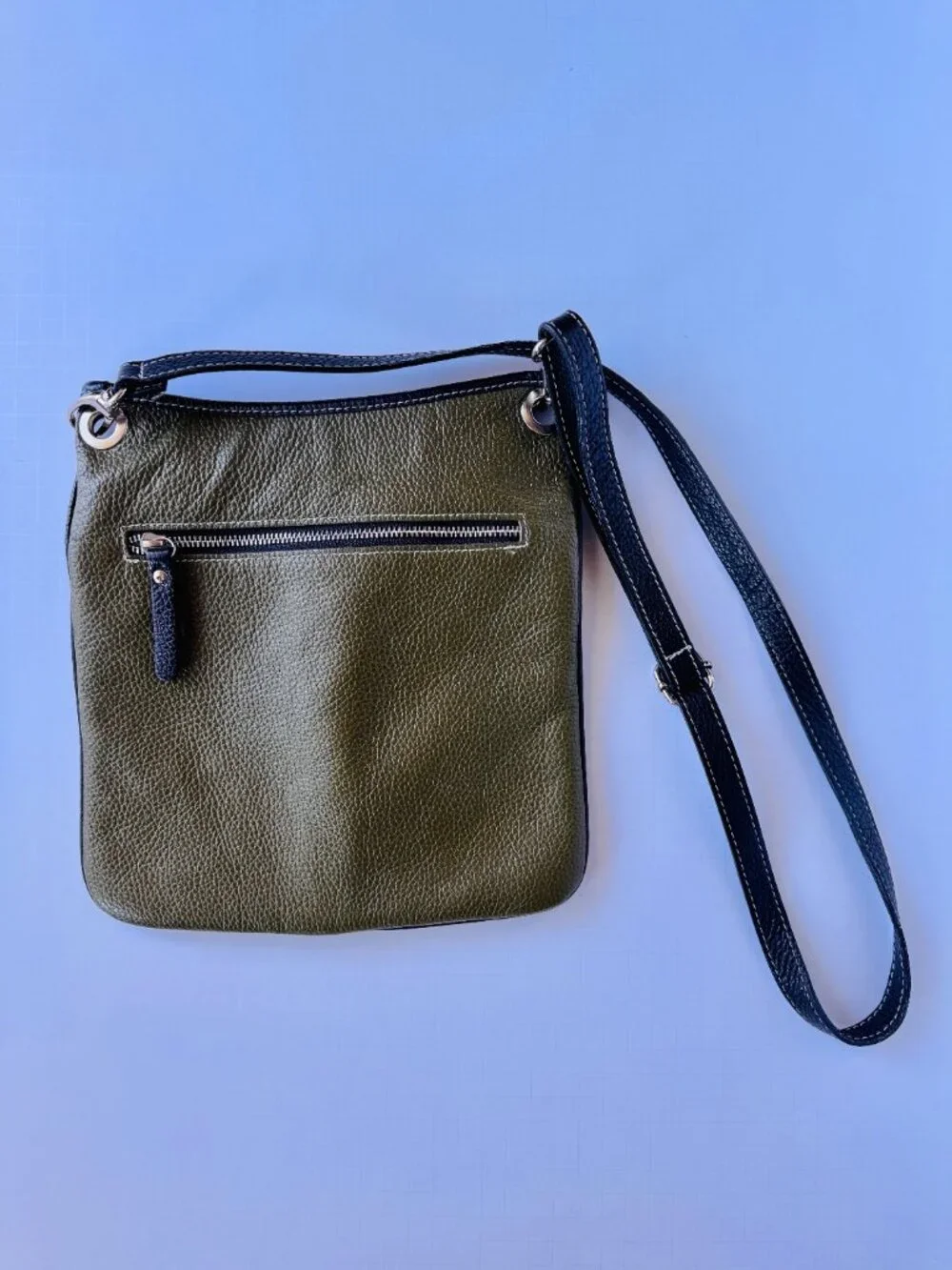 Rosier Marant | Leather Crossbody | Olive Green & Grey Premium Bicolor Pebbled